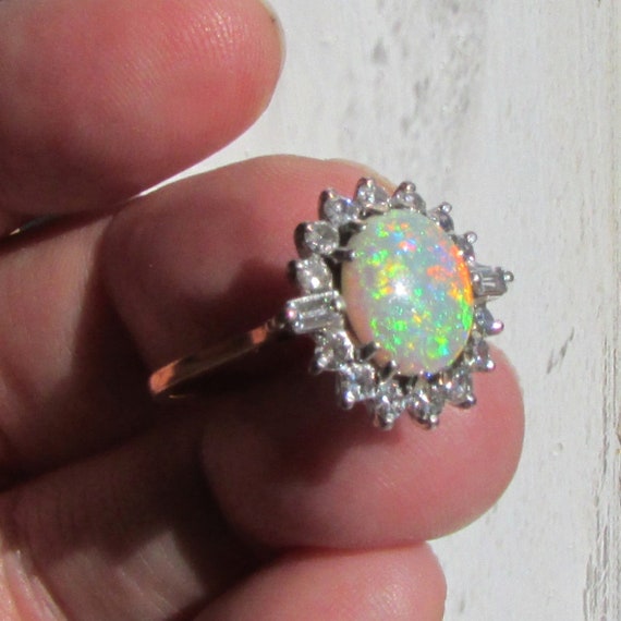 Opal and Diamond Engagement Ring or Right Hand Ri… - image 7