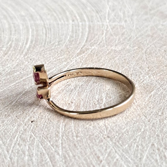 14K Yellow Gold Ruby Ring: Petite Marquis Three S… - image 6