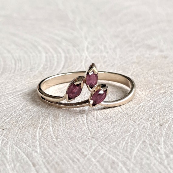 Ruby and 14K Yellow Gold Petite Three Stone Ring,… - image 1