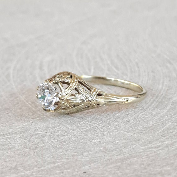 Antique Diamond Engagement Ring .54 Ct Old Europe… - image 7