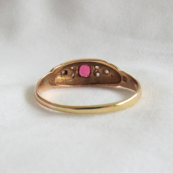 Ruby and Diamond Engraved Band Ring - English Ori… - image 4