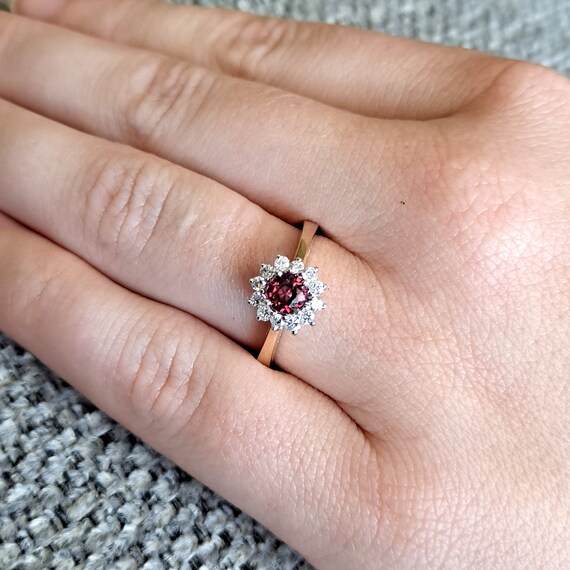 Ruby and Diamond Ring Gorgeous Halo Vintage Ruby … - image 10