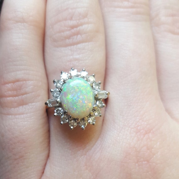 Opal and Diamond Engagement Ring or Right Hand Ri… - image 10