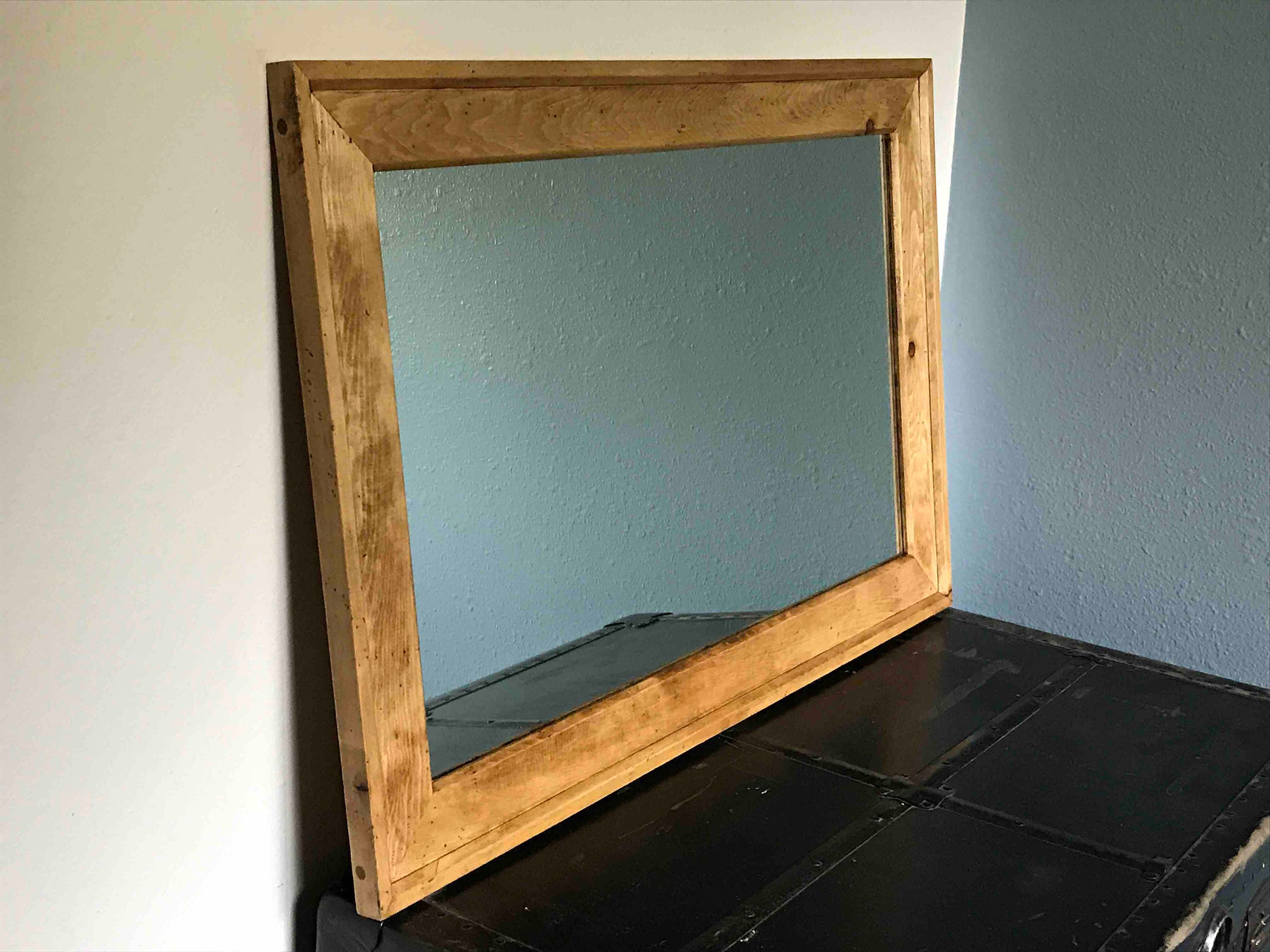 Large Knotty Pine Mirror Frame Hand Distressed for Aged Look Etsy