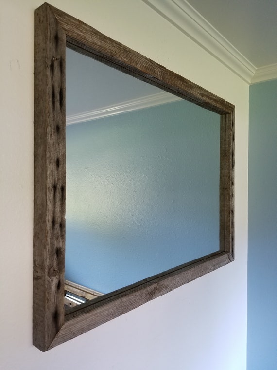 Reclaimed Barnwood 39 X 29 Large Mirror Frame Handmade Out Of Aged Fir