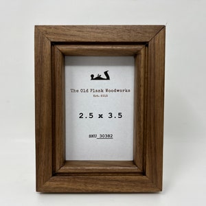 Walnut mini picture frame fits 2.5" x 3.5" made from solid North American Walnut -  - FREE SHIPPING