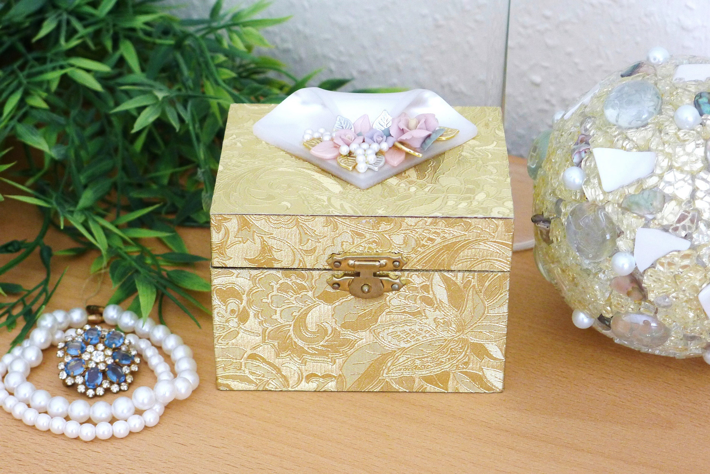 Jewel Case Gold, Gift Box With Lid, Gift Boxes for Women, Small Jewellery Storage, Jewelery Box