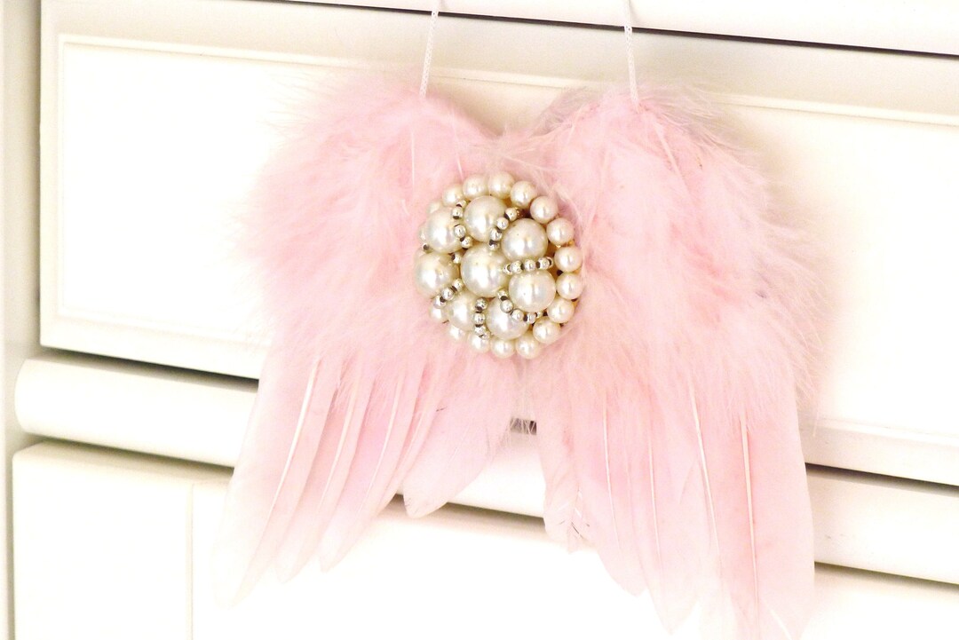 2 Jewelled Angel Wings Pink, Shabby Chic Decor, Angel Wings Wall Decor ...