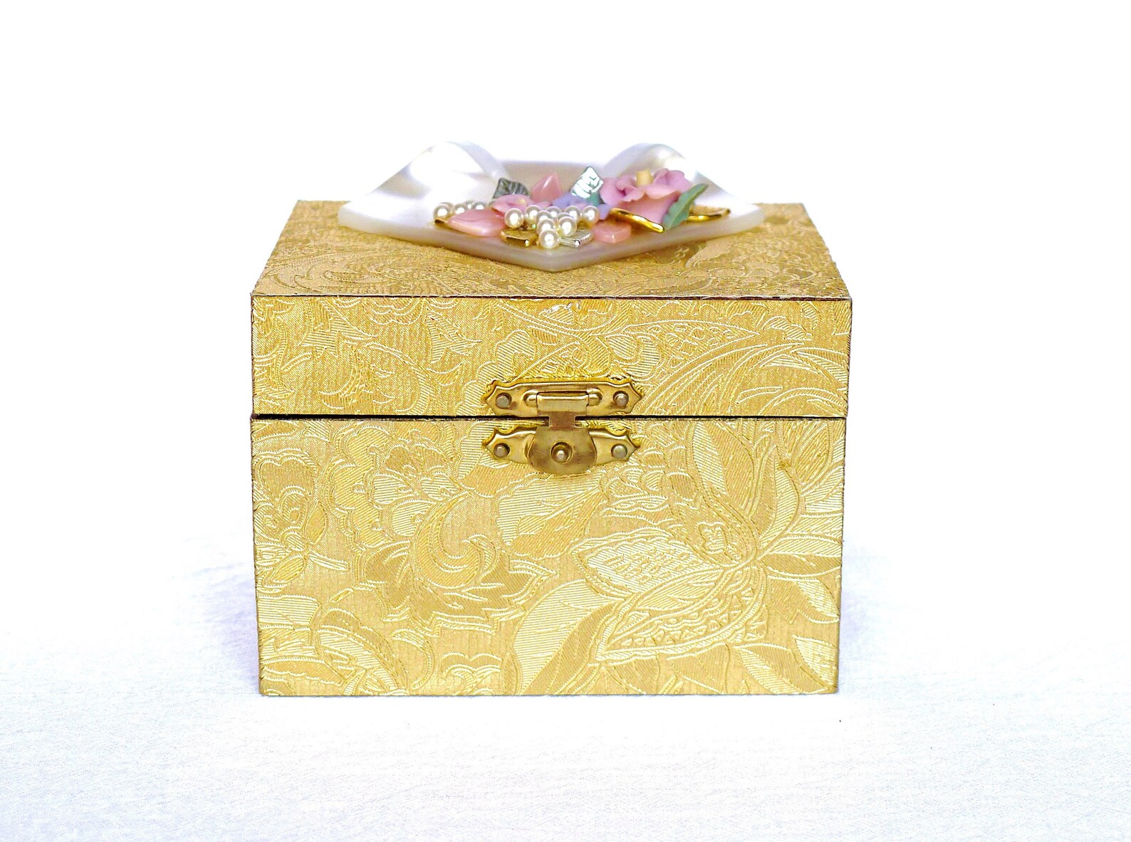 Jewel Case Gold, Gift Box With Lid, Gift Boxes for Women, Small Jewellery Storage, Jewelery Box