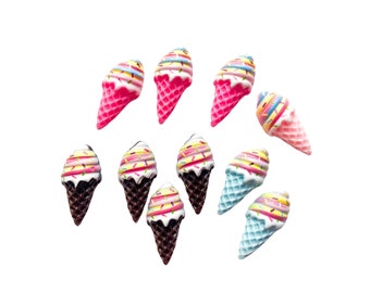 Ice Cream Resin Embellishments for Girls Hair Clips Baby Accessories or Sewing,  DIY Baby Headbands Canadian Crafting Supplies
