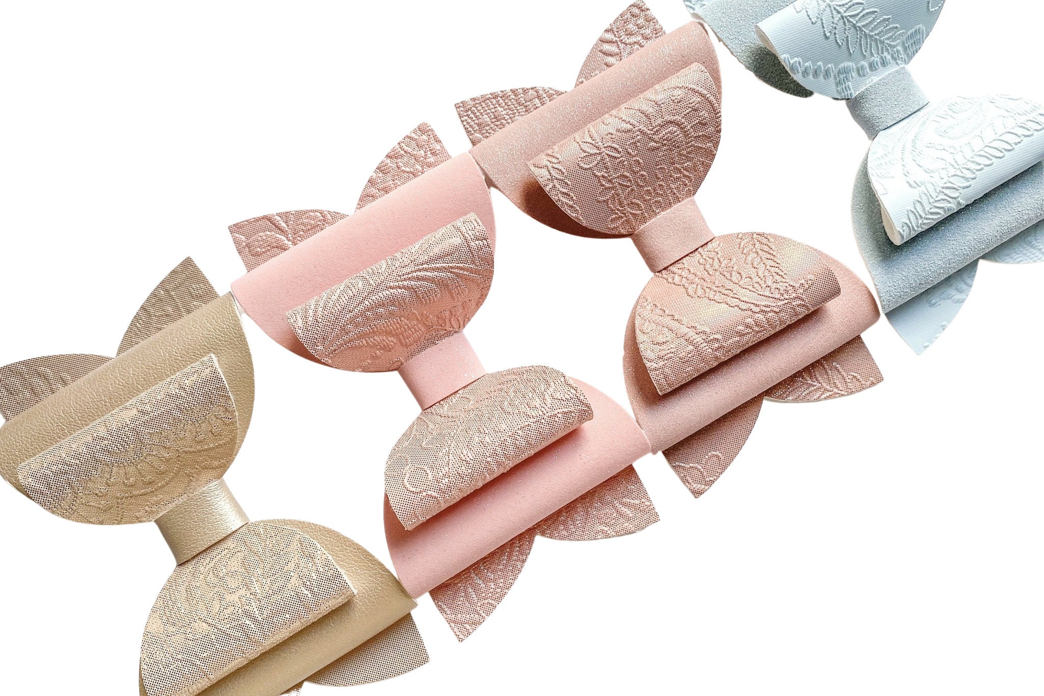 Metallic Leather and Suede Girls Hair Bow, 4