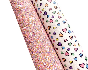 Cheetah Hearts Printed Faux Leather Glitter Fabric Roll for Baby Headband Hair Bows and Accessories Canadian Crafting DIY Hair Bow Supplies