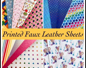 Faux Leather Hair Bow Making Supplies, Set of 4 Econo Printed Leather Craft Supply For Headband, Prints For Clips Hairbow