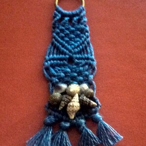 Dollhouse Miniature Macrame Wall Hanging with seashells from around world, 1&quot; Scale with Brass Ring! Ask for custom colors! #bohominiatures