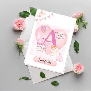 Carte personnalisée nouveau-né - naissance - petite fille