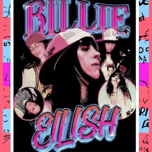 Personalisierte gedruckte Geburtstagskarte - Billie Eilish inspiriert