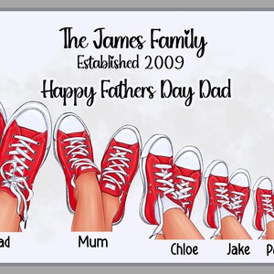 Carte personnalisée pour la fête des pères - carte Converse Family Sneaker dessinée à la main - carte personnalisée papa et enfants - carte entraîneur génial pour lui