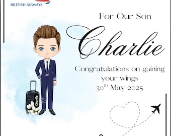 Cabin Crew congratulations card - wings - British airways - BA - male
