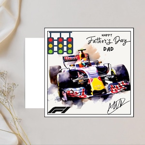 Personalisierte Vatertagskarte - Formel 1 - Red Bull Racing Verstappen inspiriert