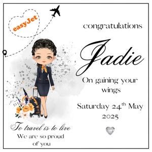 Biglietto di congratulazioni personalizzato per l'equipaggio di cabina - Wings - EasyJet