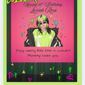 Personalised Billie Eilish birthday card - DIGITAL DOWNLOAD