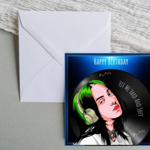 Tarjeta de felicitación personalizada inspirada en Billie Eilish - Cumpleaños