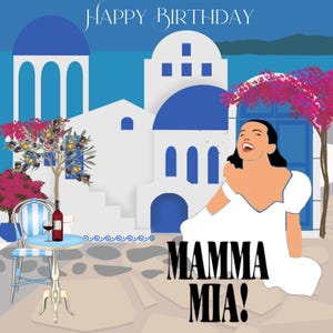Carte d'anniversaire - - personnalisée - - comédies musicales - inspirée de Mama Mia