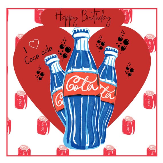 Birthday Card Inspired by Coca Cola - Personalised - Coke - Etsy
