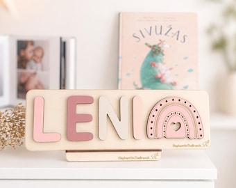 Wooden Name Puzzle Custom | Montessori Toy for Toddlers | Baby Gift | First Birthday Present