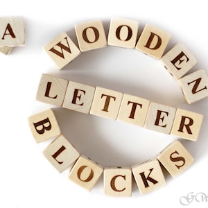 Wood Alphabet Blocks, Letter Learning Blocks, Set of Letters and Numbers, Wooded Number Block Set image 8