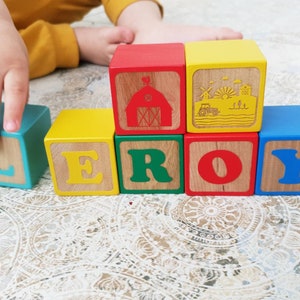 Bloques de letras personalizados, alfabeto, nombre del bebé, bloques de madera con información de nacimiento, regalo personalizado para bautizo de bebé, regalos para bebé por nacimiento