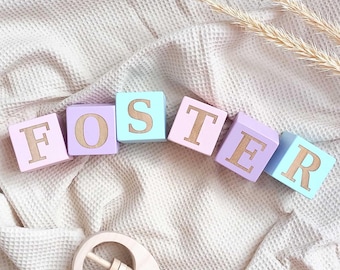 Newborn Gift | Personalized Wooden Baby Name Blocks | Nursery Decor