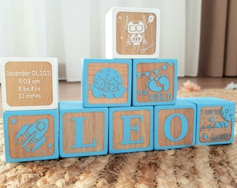 Custom Name Wooden Blocks, New Baby Gift, Wooden Baby Blocks, Set Of Baby Keepsake Blocks, Baby Shower Gift, Name Blocks