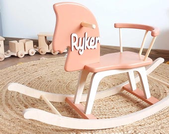 Wooden Rocking Horse, Personalized Toy, Children Classic Rocking Horse, Christmas, Baptism, Baby shower, First Birthday gift