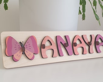 Pastel Name Puzzle, Baby Shower Gift, Baby Name Sign, 1st birthday, Baptism Gift, Busy Board Puzzle, Child Wood Puzzle, Kids Room Decor