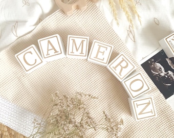 Baby Name Announcement Personalized Blocks, Nursery Bookshelf décor, New Baby Gift, Pregnancy Photo Prop, Baby Shower