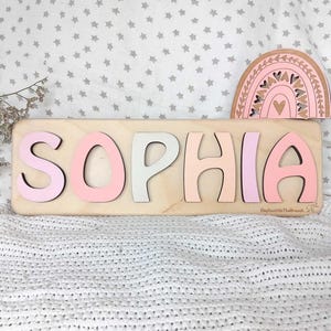 Rompecabezas de nombre personalizado para niños, regalo de Navidad, regalo para el primer cumpleaños de niña o niño, rompecabezas de madera con nombre personalizado, juguete Montessori