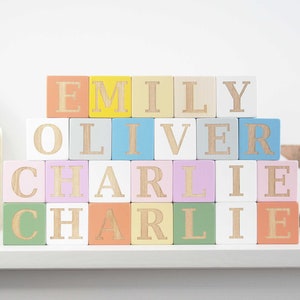 Wooden Name Blocks, Personalized Baby Blocks, Alphabet Baby Custom Letters Wooden Toy, Nursery décor, Baby Photo Prop, New Baby Shower Gift image 4