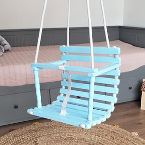 Baby Swing, Personalized Wooden Handmade Swing, Baby Shower Gift, Personalized Baby Gift, Outdoor Indoor Swing, Pastel Colors