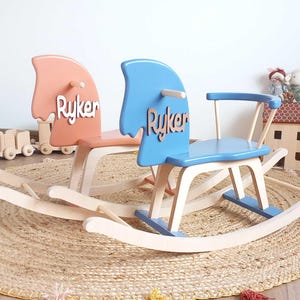 Personalised Wooden Rocking Horse - Toddler Rocking Horse with a name - Rocking Horse Gift - Wooden Horse - Montessori Rocker - Baptism Gift
