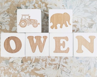 Baby Gift, Personalized name blocks, Wooden name blocks, Nursery name letters, Minimalist Nursery décor, Baby shower gift, Custom Boy Gift