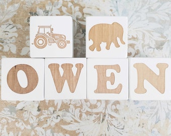 Name Block Letters Wooden Letter Blocks / Baby Name Blocks (scripted Font) - Etsy Canada