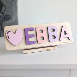 Personalized Name Puzzle Board for kids, Custom Toddler Birthday Gift for Baby Girl or Baby Boy, Solid Wood Letters, Kids Room Decor