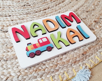 Custom Wooden Name Puzzle, Personalized Baby Name Christmas Gift, Wooden Toys for Kids, Baby Shower Custom Toddler Toys, Boy Puzzle Board