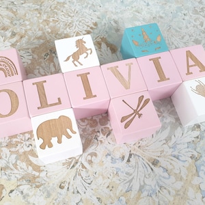 Bloques de madera para nombres de bebés, letras para nombres de guardería, decoración de guardería, regalo para bebé recién nacido, regalo para baby shower, letras de madera, recuerdo personalizado con nombre de niño