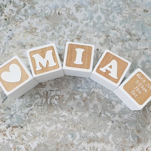 Personalized Wood Name Blocks, Alphabet Baby Custom Letters Wooden Toy, Natural Nursery Home Decor,  Custom Baby Cube, Keepsake Gift