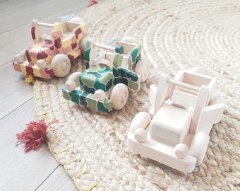 Christmas Wooden Car Gift for Kids, Wooden Jeep Push Toy for Baby Gift, Baby Shower, Baptism Gift