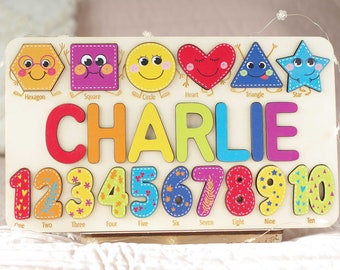 Wooden Name Puzzle, Gift for Kids, Name Puzzles for Toddlers, Montessori Baby Toys, First Birthday Gift, Baby Shower Gift