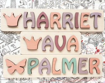 Personalized Name Puzzle with Symbols, Name Puzzles for Toddlers, Personalized Baby Name, Custom Baby Name Sign, Wooden Toys, Christmas Gift