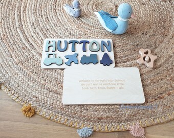 Personalized Name Puzzle with Symbols, Name Puzzles for Toddlers, Personalized Baby Name, Custom Baby Name Sign, Wooden Toys, Boy Room Gift